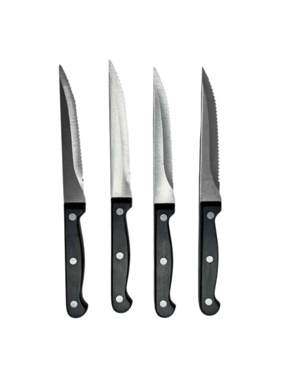 8 Chicago Cutlery Steak Knives Black Rivets Serrated Blade Meat Knife Set Sharp